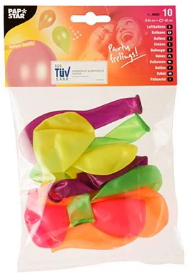 PAPSTAR Ballon de baudruche 'Fluo', couleurs assorties - OEM 86005