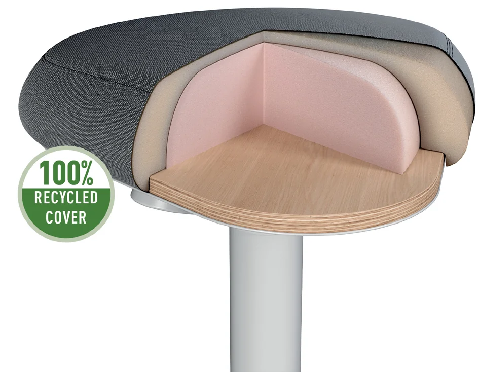 LEITZ Tabouret assis-debout Ergo Active, assise confort,gris - OEM 65450089