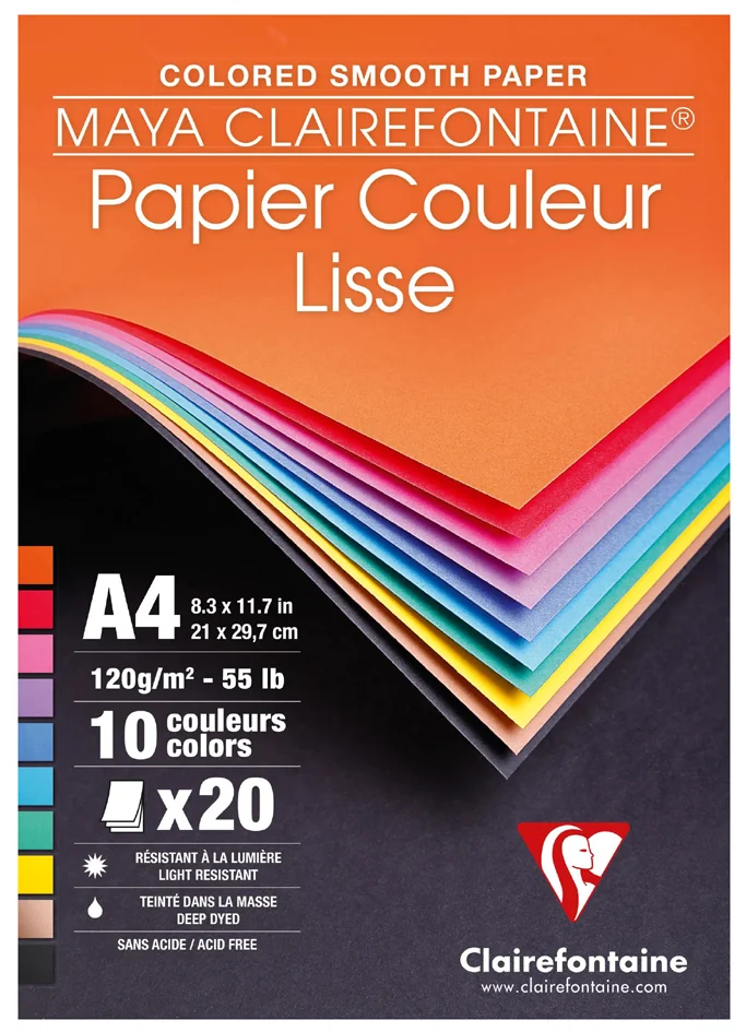 Clairefontaine Bloc de papier couleur MAYA, A4, 20 feuilles - OEM 97444C