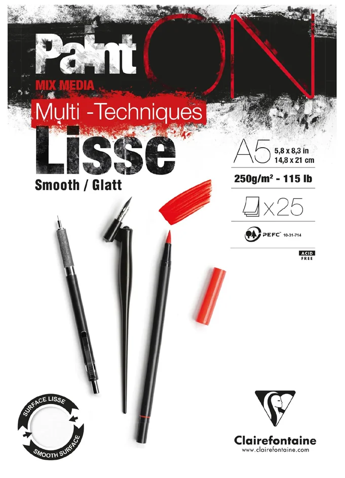 Clairefontaine Bloc papier dessin Paint'ON Lisse, A4, blanc - OEM 975729C