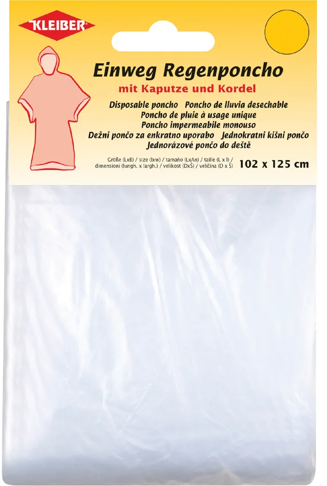 KLEIBER Poncho de pluie jetable, avec capuche, transparent - OEM 93005