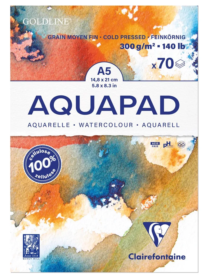 Clairefontaine Bloc de papier aquarelle AQUAPAD, 300 g/m2,A3 - OEM 975722C