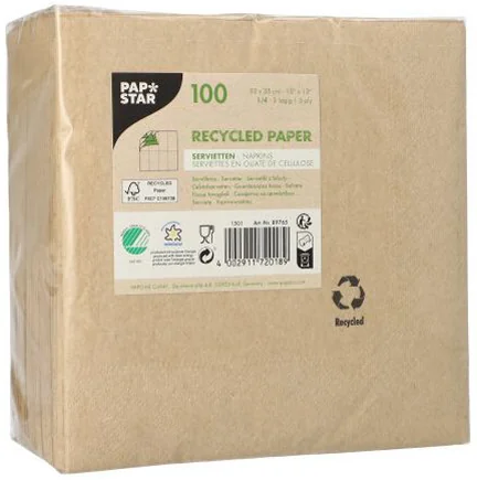 PAPSTAR Serviette, 330 x 330 mm, 3 couches, naturel - OEM 89765