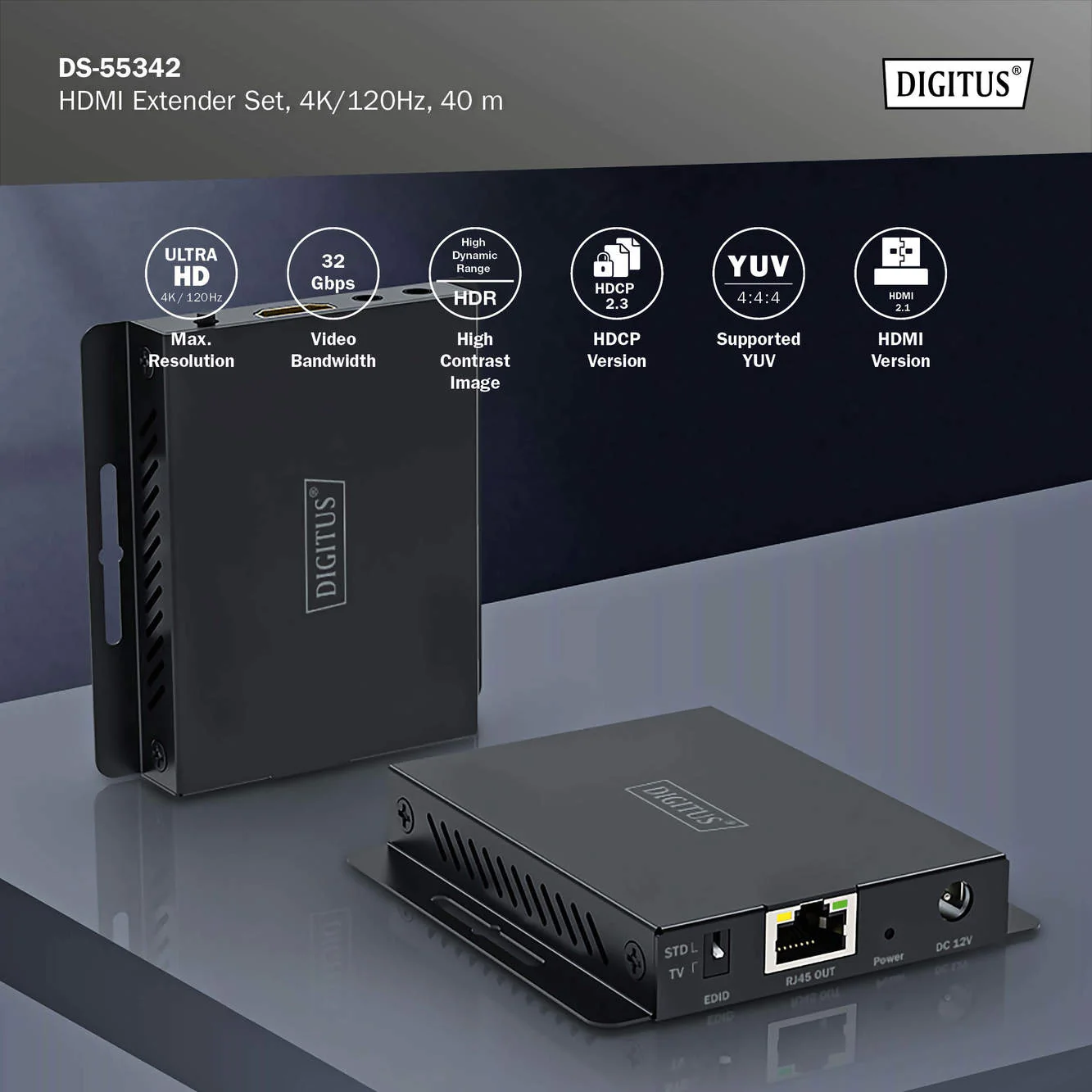 DIGITUS Kit répéteur HDMI 4K, 120 Hz, portée: 40 m - OEM DS-55342 – Image 2