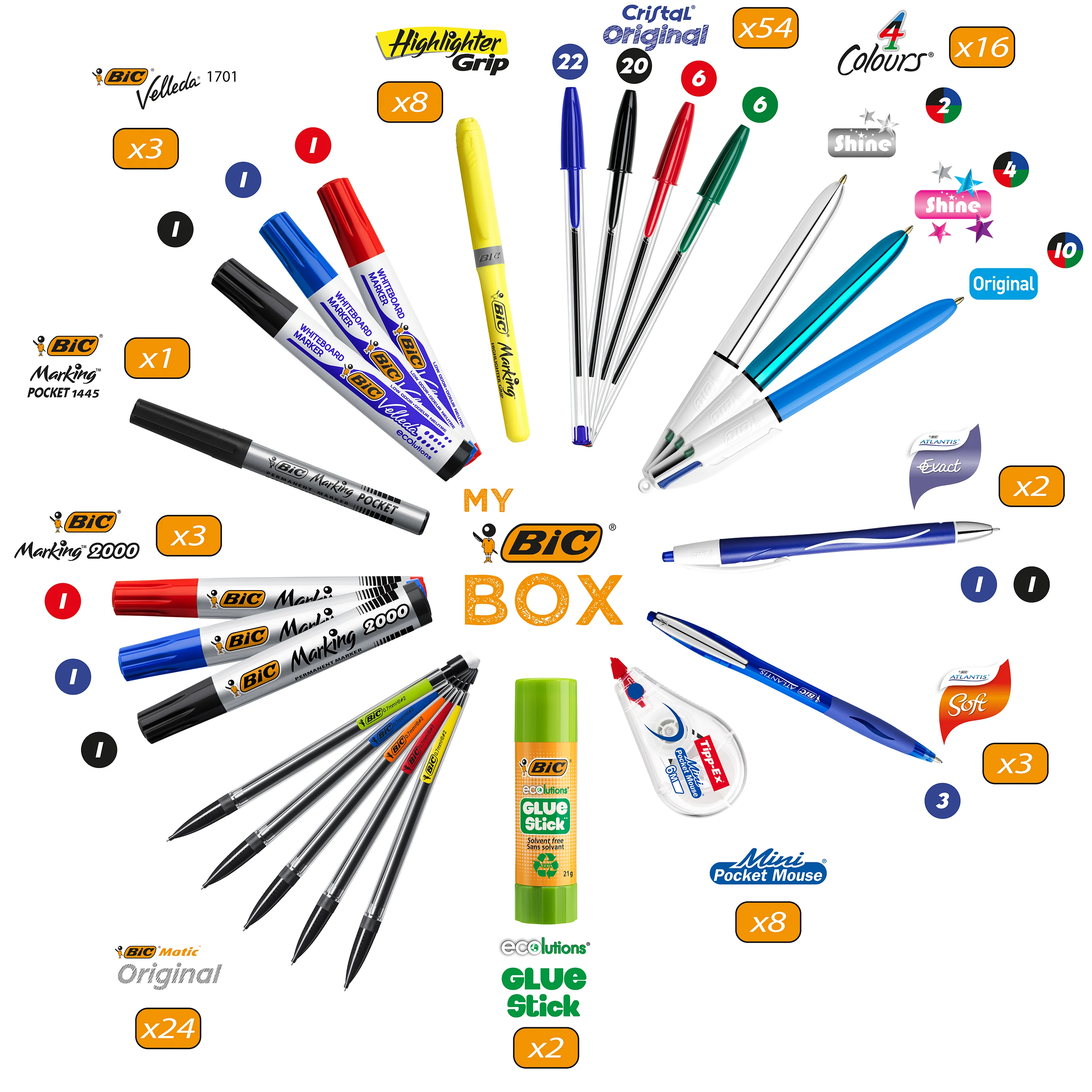 BIC Kit d'écriture MY BIC BOX, 124 pièces - OEM 933953