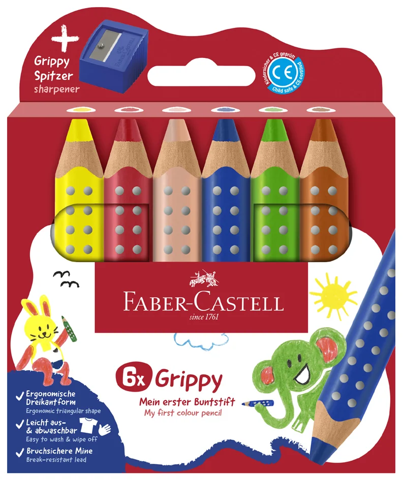 FABER-CASTELL Crayon de couleur Grippy, étui carton de 10 - OEM 110636