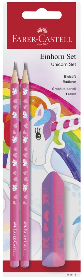 FABER-CASTELL Kit d'écriture Licorne, 3 pièces, rose - OEM 111516