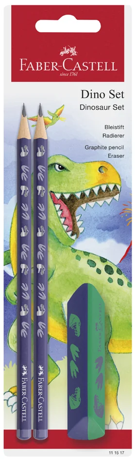 FABER-CASTELL Kit d'écriture Dino, 3 pièces, bleu - OEM 111517