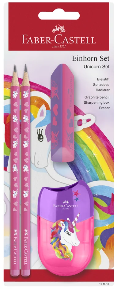 FABER-CASTELL Kit d'écriture Licorne, 4 pièces, rose - OEM 111518
