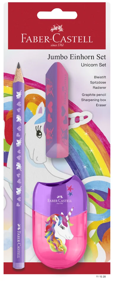 FABER-CASTELL Kit d'écriture Licorne Jumbo, 3 pièces, violet - OEM 111528