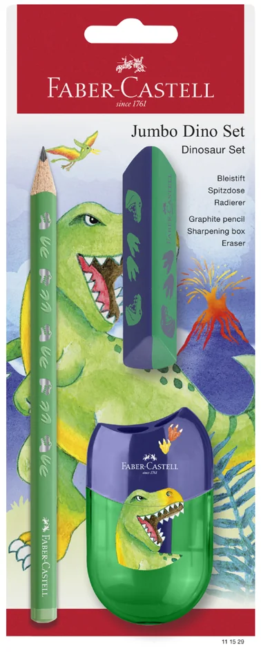 FABER-CASTELL Kit d'écriture Dino Jumbo, 3 pièces, vert - OEM 111529
