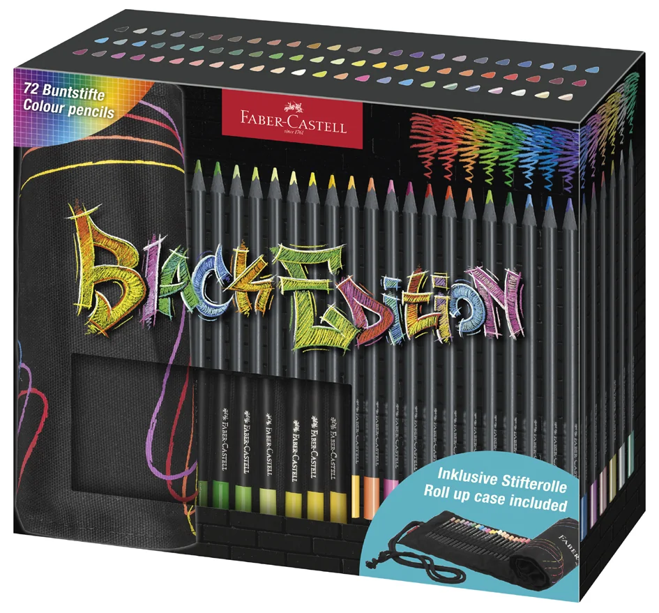 FABER-CASTELL Crayon de couleur Black Edition, étui-rouleau - OEM 116418