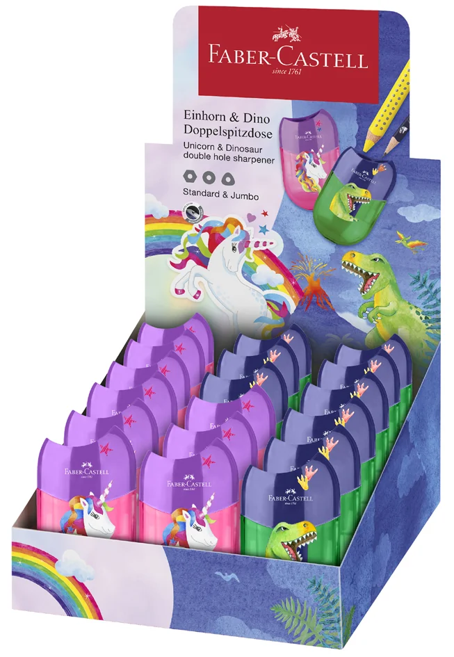FABER-CASTELL Taille-crayon 'Dino/Licorne', en présentoir - lot de 18 - OEM 183551
