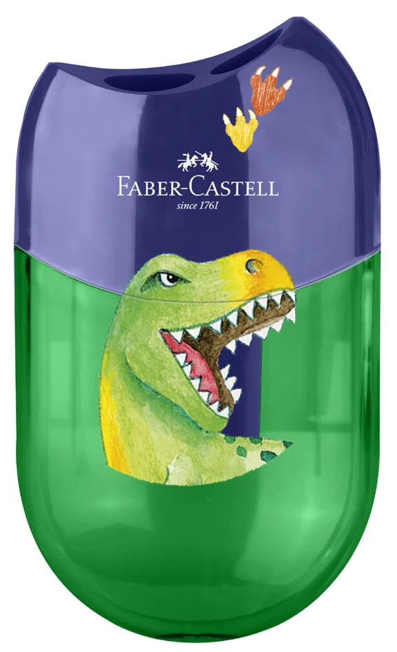 FABER-CASTELL Taille-crayon 2 trous 'Dino', vert/bleu - OEM 183552