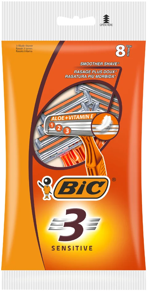BIC Rasoir jetable 3 Sensitive, pour hommes, pack de 8 - OEM 872874