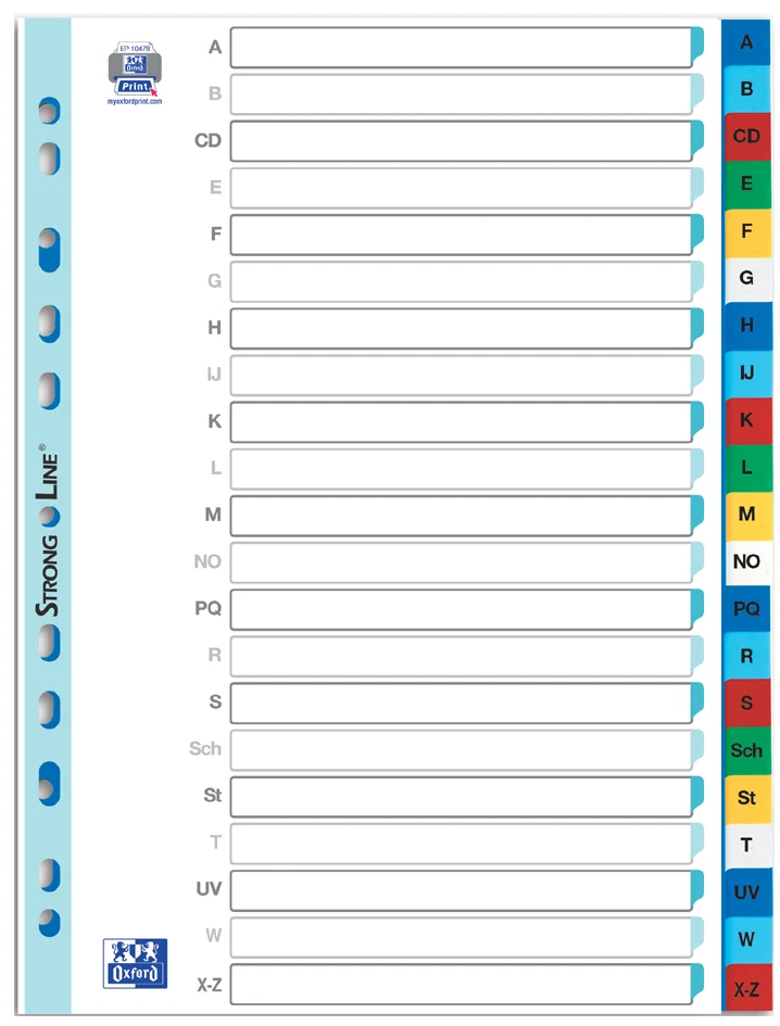 Oxford Intercalaire en plastique A-Z, A4, coloré, 21 pièces - OEM 100204736