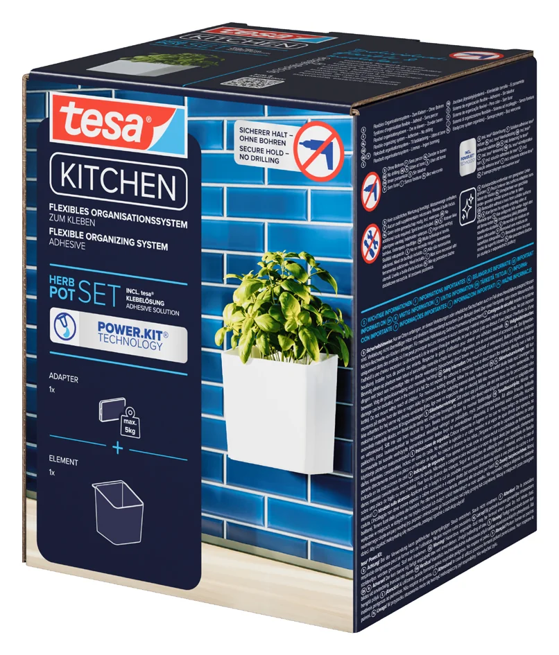 tesa KITCHEN Pot pour herbes aromatiques, blanc - OEM 70044-00000-01
