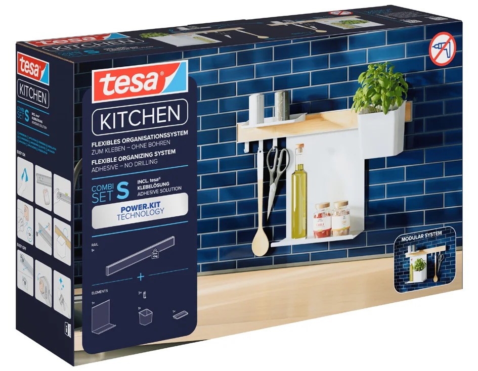 tesa KITCHEN Kit combi S, 6 pièces, blanc - OEM 70040-00000-01