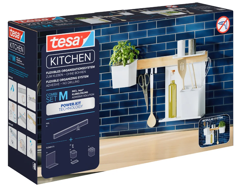 tesa KITCHEN Kit combi M, 7 pièces, blanc - OEM 70041-00000-01