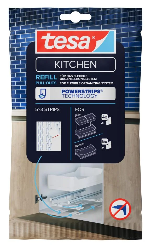 tesa KITCHEN Languettes adhésives Powerstrips pour tiroirs - OEM 70064-00000-00