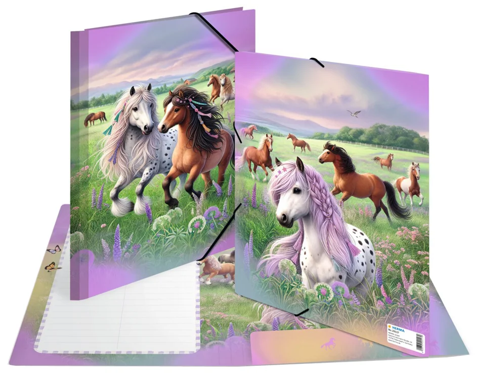 HERMA Chemise à élastique 'Le monde des chevaux', carton, A4 - OEM 20117