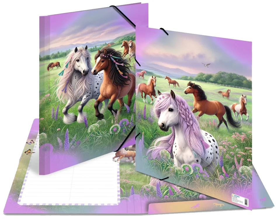 HERMA Chemise à élastique 'Le monde des chevaux', carton, A3 - OEM 20118