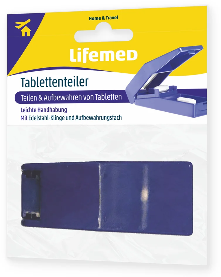 Lifemed Coupe-comprimé avec réservoir, bleu - OEM 99483
