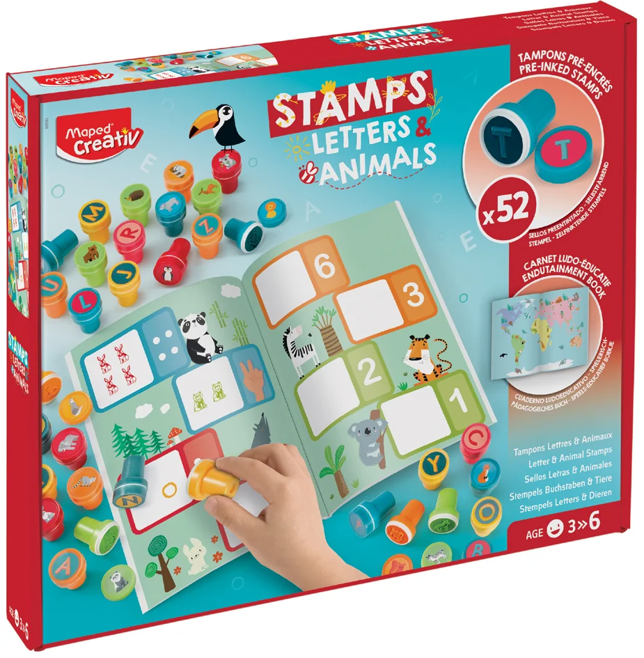 Maped Creativ Coffret 52 tampons 'Lettres & Animaux' - OEM 907060