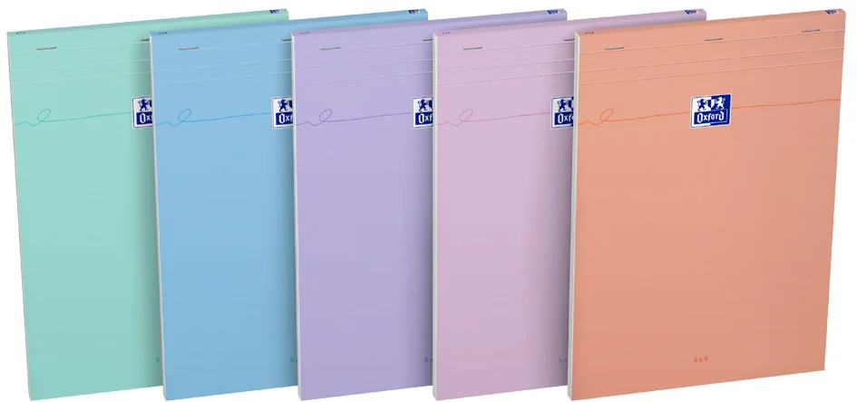 Oxford Bloc-notes Smart, A4, quadrillé, assorti Pastel - lot de 5 - OEM 400191244