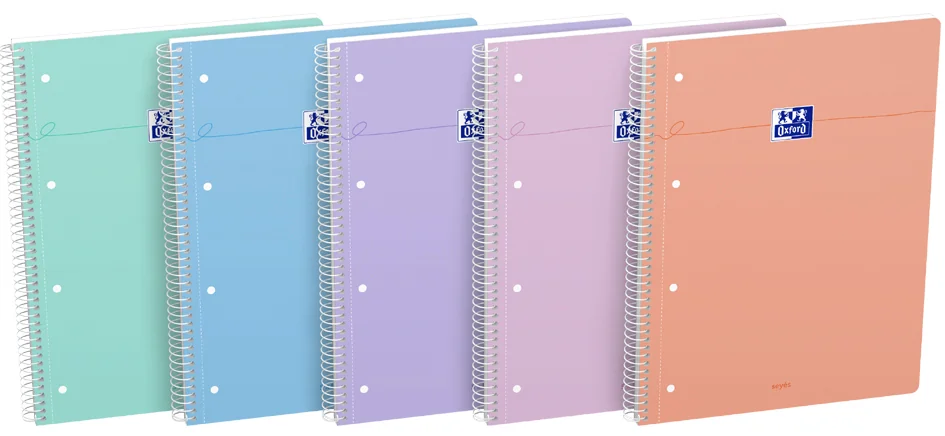 Oxford Cahier à spirale Smart Pastel, A4+, quadrillé,assorti - lot de 5 - OEM 400178531