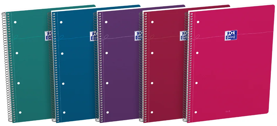 Oxford Cahier à spirale Smart Intense, A4+, Seyès, assorti - lot de 5 - OEM 400178532