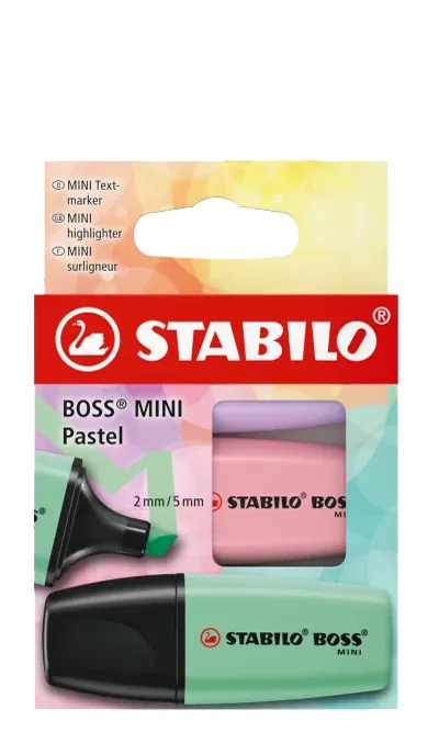 STABILO Surligneur BOSS MINI Pastel, étui carton de 3 - OEM 07/3-2-03