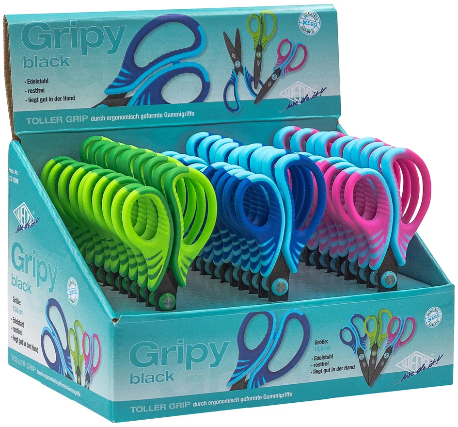 WEDO Ciseaux Gripy, ronds, longueur 175 mm, présentoir de 30 - lot de 30 - OEM 732 699