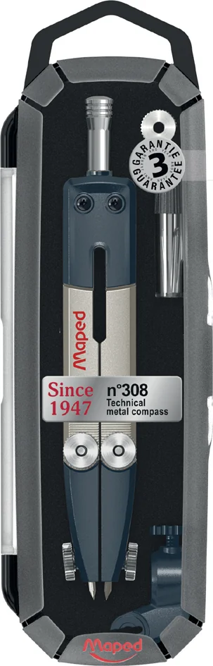 Maped Coffret de compas technique No.308, 3 pièces, noir - OEM 198901