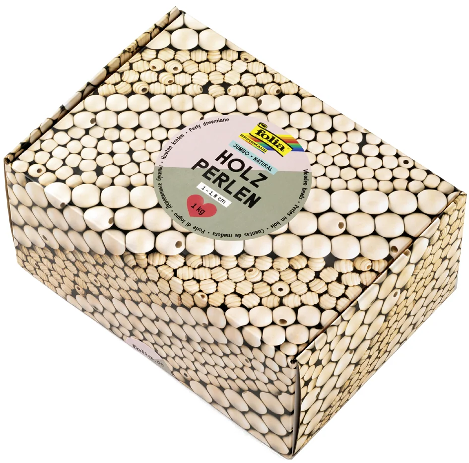 folia Mélange de perles en bois NATURAL Jumbobox, 1 kg - OEM 22991