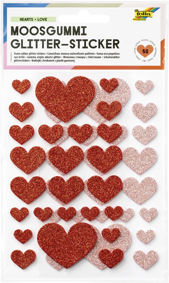 folia Sticker pailleté en caoutchouc mousse HEARTS CLASSIC - OEM 23772