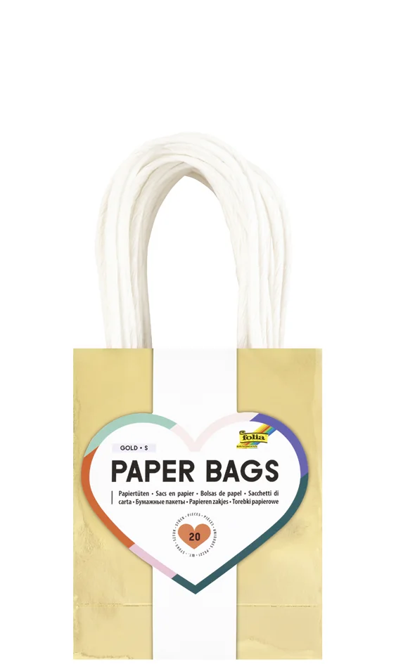 folia Sac en papier DORÉ SCINTILLANT, taille: S - OEM 21269