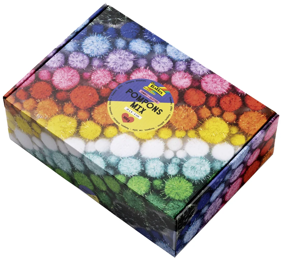 folia Mélange de pompons GLITTER Jumbobox, 300 g, assorti - OEM 50339