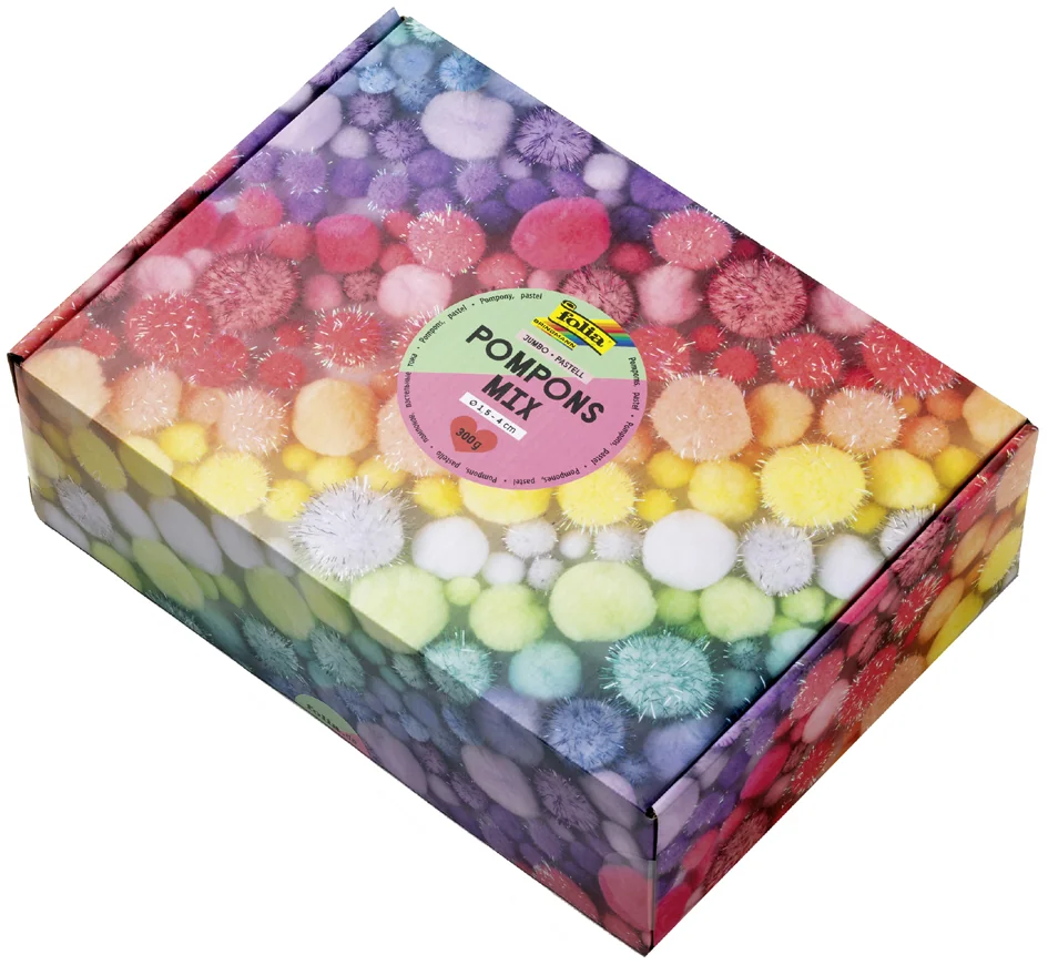 folia Mélange de pompons PASTEL Jumbobox, 300 g, assorti - OEM 50349