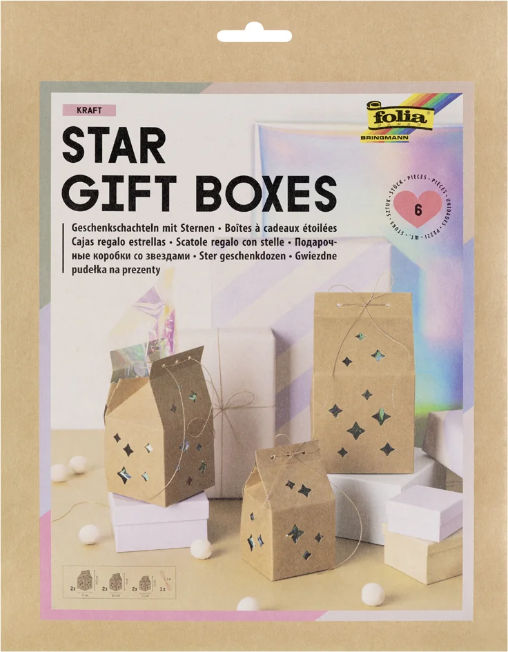 folia Set de boîtes-cadeaux 'Star gift boxes', papier kraft - OEM 972