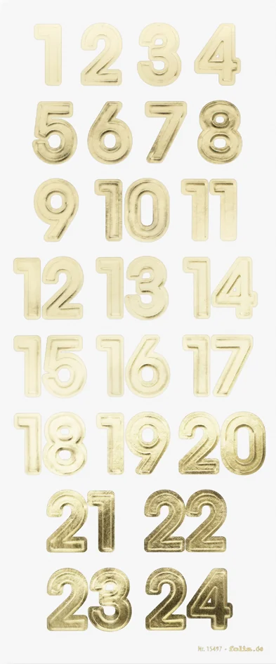 folia Stickers calendrier de l'Avent 'NUMBERS IRIDESCENT' - OEM 15498