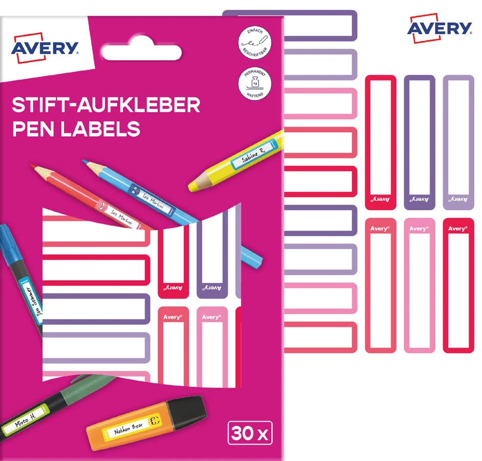 Avery Zweckform AVERY Étiquette pour stylo, papier, 10 x 50 mm, cadre coloré - OEM RESMI30G