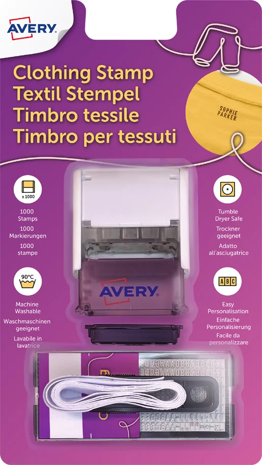 Avery Zweckform AVERY Kit tampon textile, 3 lignes, blanc - OEM CSTAMP.EU