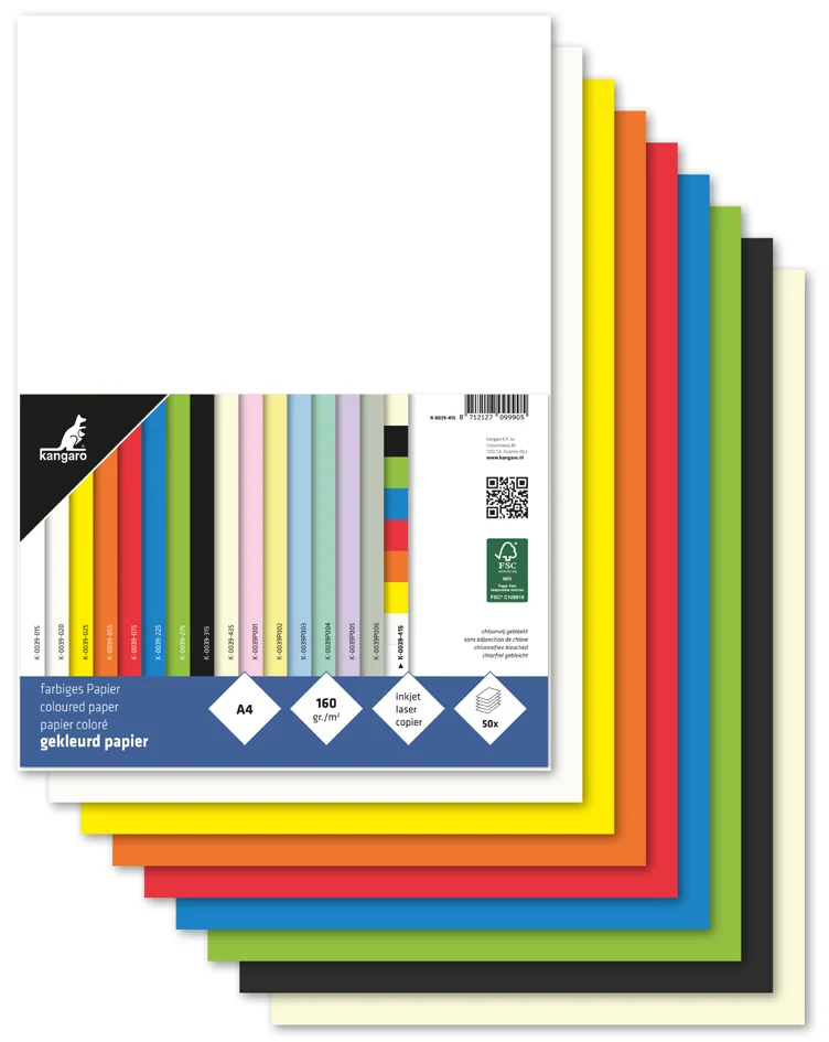 kangaro Papier multifonction, A4, 160 g/m2, pastel - OEM K-0039P415