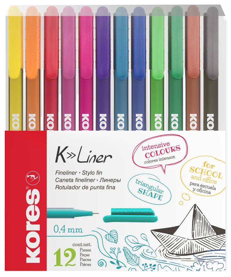 Kores Feutre Fineliner 'K-Liner', tracé: 0,4 mm, étui de 12 - OEM FL28112
