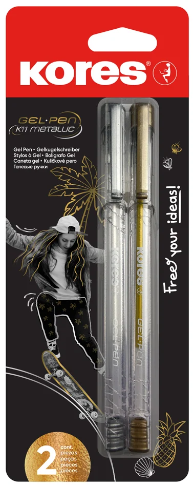Kores Stylo roller à encre gel 'K11 Metallic', blister de 2 - OEM KP37941