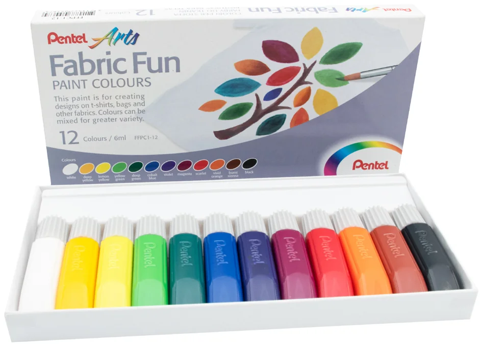 PentelArts Peinture tissu Fabric Fun Paint Colours set de 12 - OEM FFPC1-12