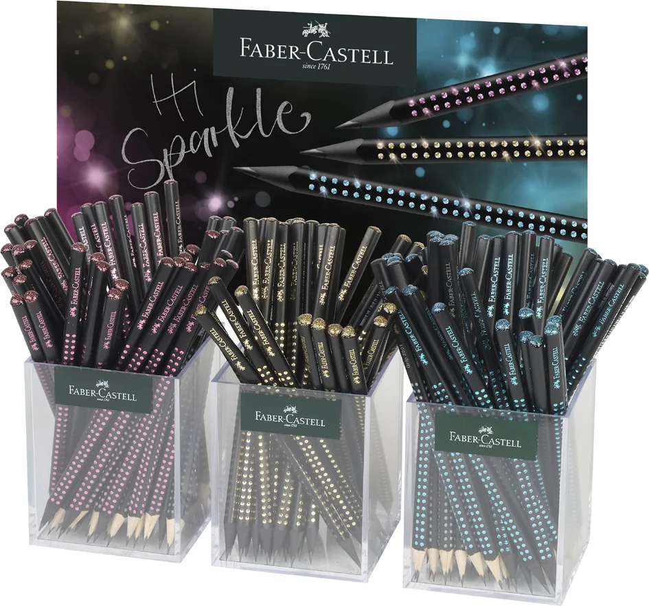 FABER-CASTELL Crayon GRIP SPARKLE Midnight, pot de 3 - OEM 118255