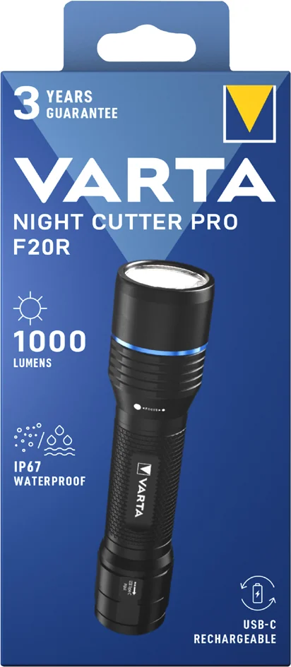 VARTA Lampe de poche premium 'NIGHT CUTTER PRO F20R', noir - OEM 18920101111