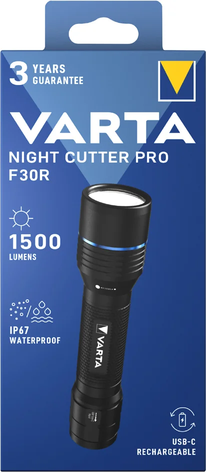 VARTA Lampe de poche premium 'NIGHT CUTTER PRO F30R', noir - OEM 18921101111